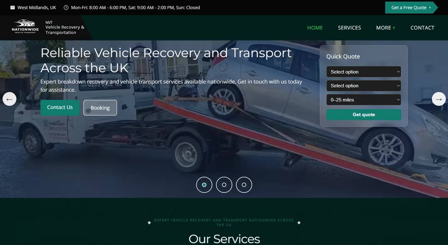 Nationwide Vehicle Transport - website build and national SEO across service areas