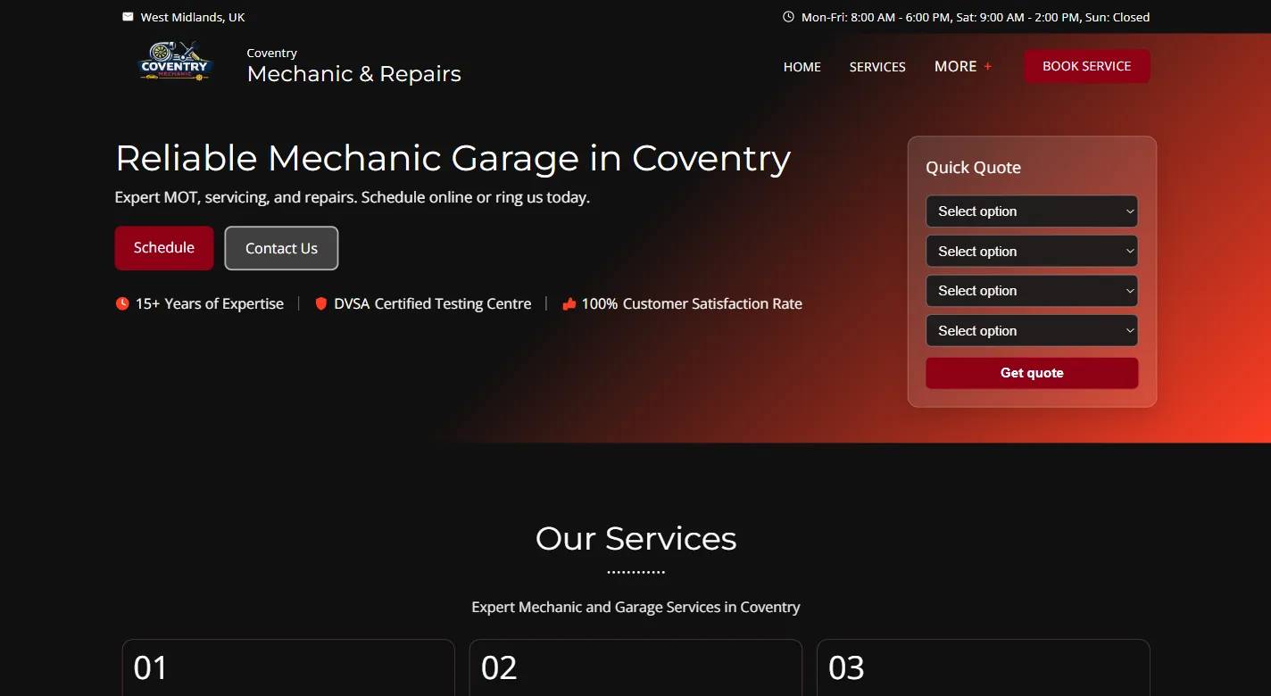 Coventry Mechanic - website build and content-led search visibility