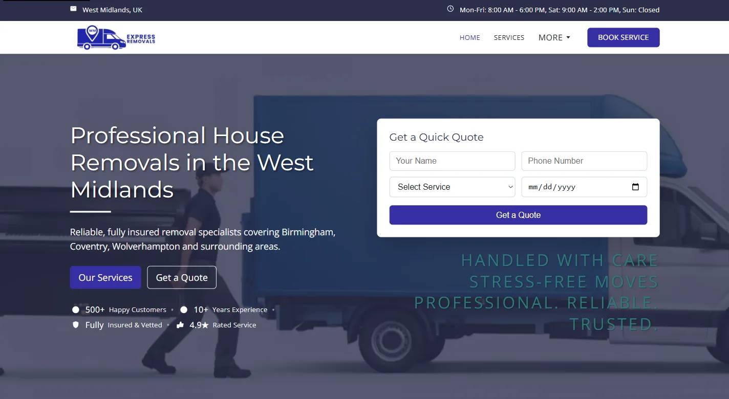 Custom Booking & Quote CMS for Removals Company